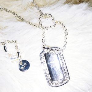 16 inch 925 sterling silver dog tag and chain